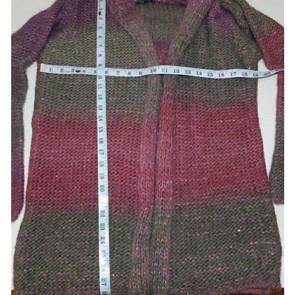 Twins pink & purple soft wool blend open sweater, woman's size M, made in Italy - Picture 5 of 6